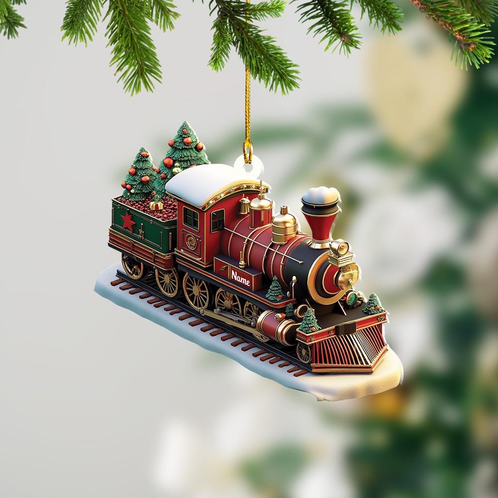 Personalized Train Christmas Ornament – Custom Locomotive & Railway Ornament, Train Driver Holiday Gift, Christmas Tree Decor