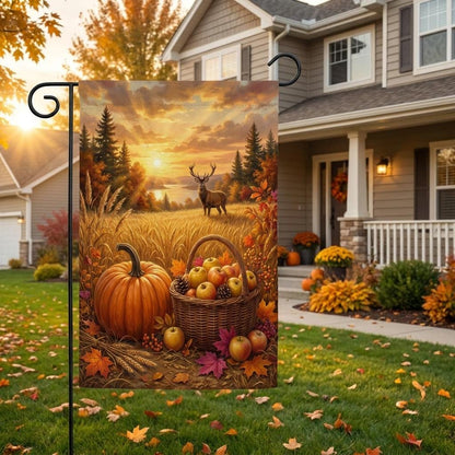 Scenic Deer Fall Garden Flag — Autumn Buck & Harvest Yard Decor