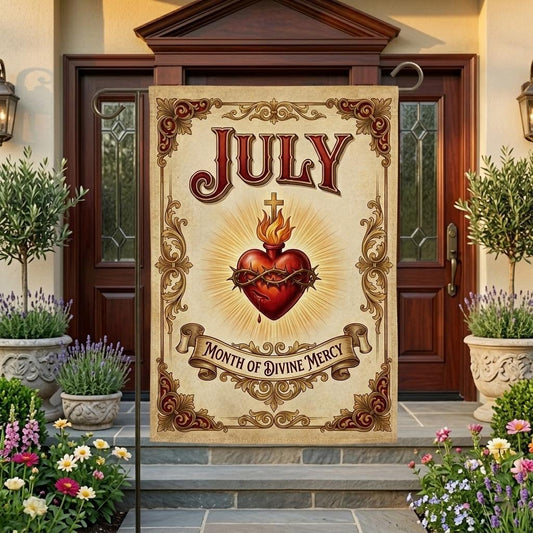 Catholic Divine Mercy Garden Flag: Sacred Heart of Jesus Sign