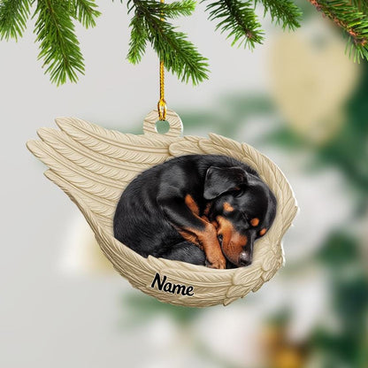 Personalized Rottweiler Angel Wings Memorial Ornament — Custom Dog Name Keepsake