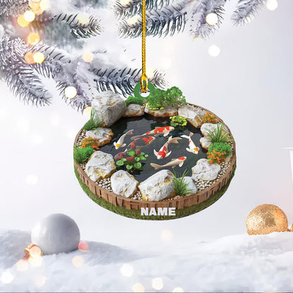 Personalized Koi Fish Christmas Ornament – Custom 2D Flat Koi Pond Ornament, Fish Lover Holiday Gift, Lake & Garden Christmas Decor