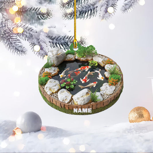 Personalized Koi Fish Christmas Ornament – Custom 2D Flat Koi Pond Ornament, Fish Lover Holiday Gift, Lake & Garden Christmas Decor