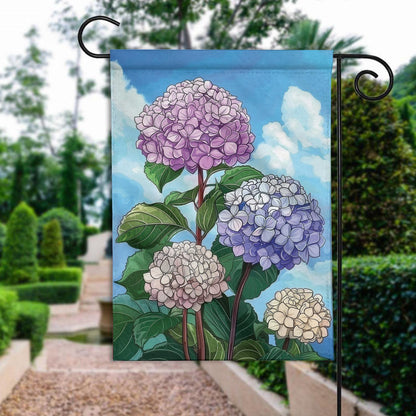 Hydrangea Welcome Double-Sided House Flag - Spring Floral Decor