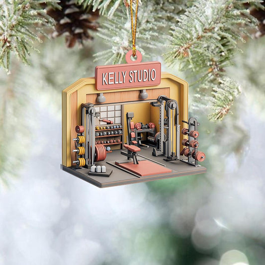 Gym Christmas Ornament – Workout & Weightlifting Holiday Decor, Fitness Lover Xmas Ornament, Personal Trainer Gift