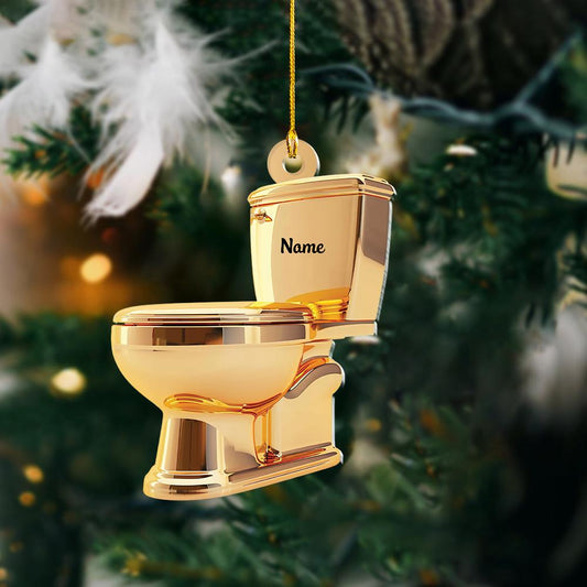 Toilet Christmas Ornament – Funny 2D Flat Bathroom Ornament, Toilet Car Hanging Decor, Quirky Holiday Gift & Xmas Tree Decoration