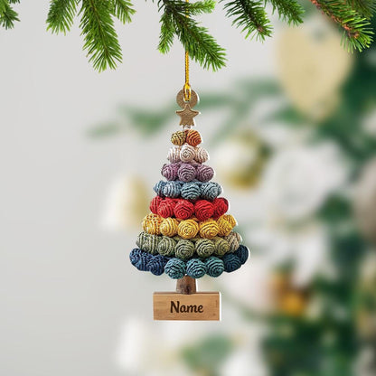Personalized Crochet Christmas Ornament – Custom 2D Flat Knitting Ornament, Crochet Lover Holiday Gift for Mom, Christmas Tree Decor