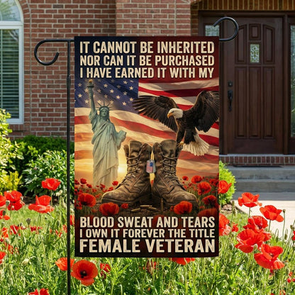 Proud Female Veteran Patriotic Yard Flag: Eagle & Statue of Liberty Decor