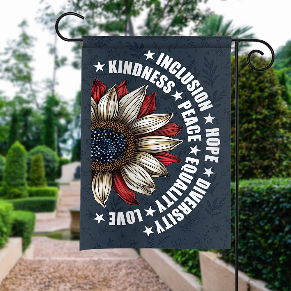 Sunflower Diversity Garden Flag: Peace, Love & Inclusion