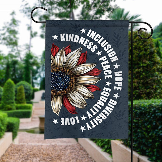Sunflower Diversity Garden Flag: Peace, Love & Inclusion