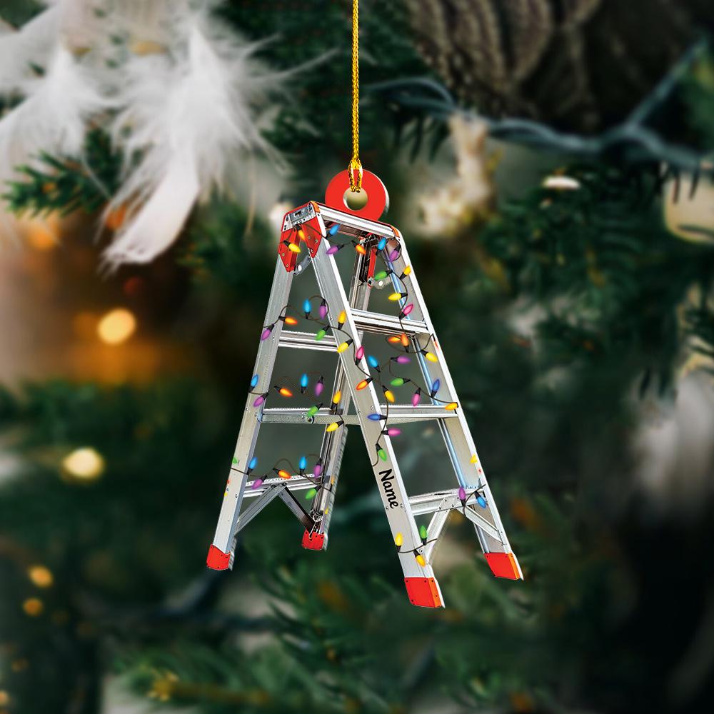 Personalized Construction Ladder Christmas Ornament – Custom Builder Ornament, Construction Worker Holiday Gift, Contractor Christmas Decor