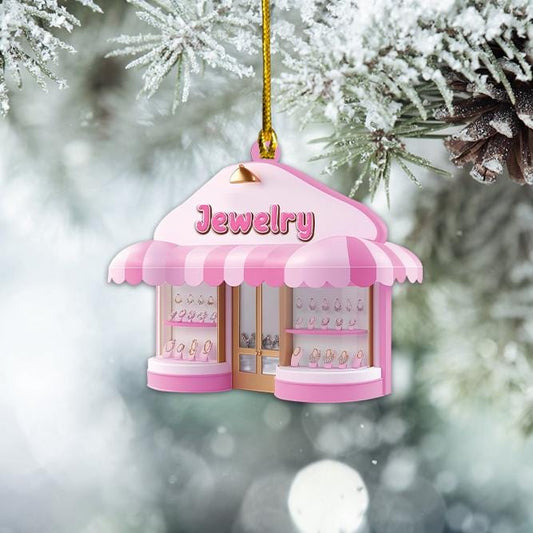 Jewelry Store Christmas Ornament – Jewelry Shop Window Hanging Ornament, Boutique Holiday Decor, Jeweler Christmas Gift