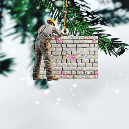 Personalized Construction Worker Christmas Ornament – Custom Builder & Handyman Ornament, Contractor Holiday Gift, Christmas Tree Decor