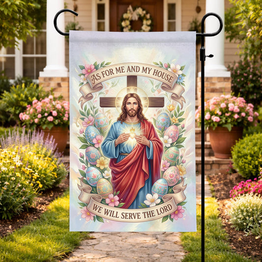 "Serve The Lord" Religious Yard Flag - Christian Outdoor Decor