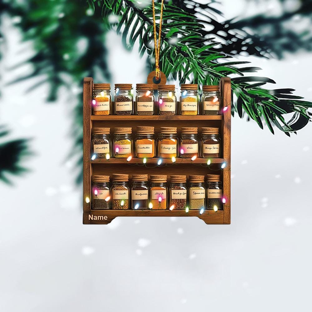 Personalized Spice Rack Christmas Ornament – Custom Cooking Spices Ornament, Kitchen Holiday Decor, Chef & Home Cook Xmas Gift