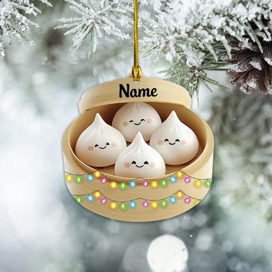 Personalized Dumpling Christmas Ornament — Custom Name Bao Buns Keepsake