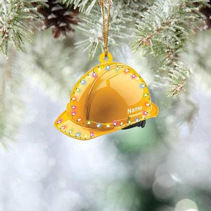 Personalized Construction Helmet Christmas Ornament – Custom Safety Hard Hat Ornament, Builder Holiday Gift, Construction Worker Xmas Decor