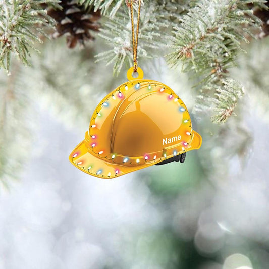 Personalized Construction Helmet Christmas Ornament – Custom Safety Hard Hat Ornament, Builder Holiday Gift, Construction Worker Xmas Decor