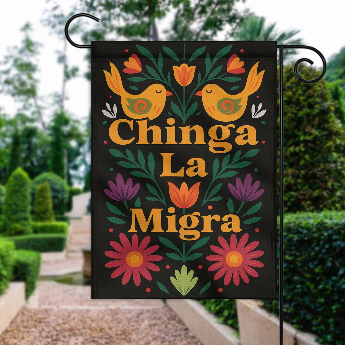 "Chinga La Migra" Spring Garden Flag: Anti-ICE Protest Sign