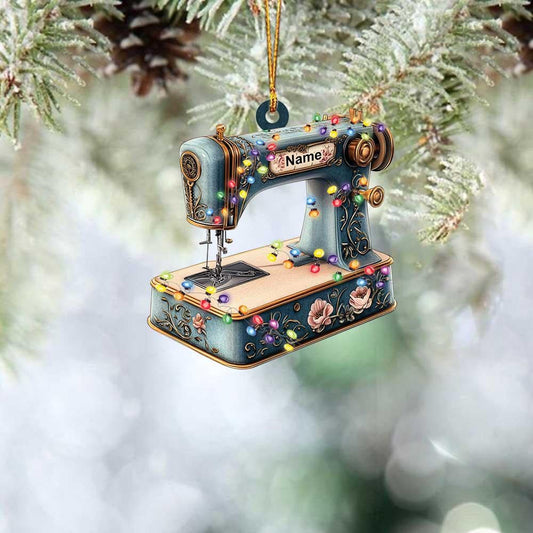 Personalized Sewing Machine Christmas Ornament – Custom Sewing Lover Ornament, Sewing Shop Holiday Decor, Seamstress & Crafter Xmas Gift