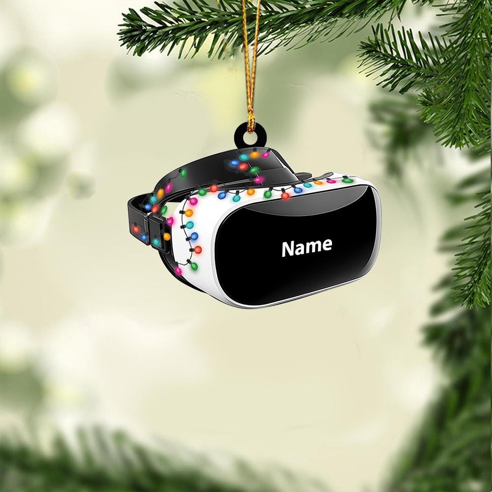 Personalized VR Headset Christmas Ornament – Custom Virtual Reality & VR Controller Ornament, Gamer Holiday Gift, Metaverse Xmas Decor