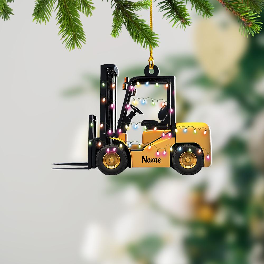 Personalized Forklift Christmas Ornament – Custom Forklift Truck Hanging Ornament, Warehouse Worker Holiday Gift & Christmas Tree Decor
