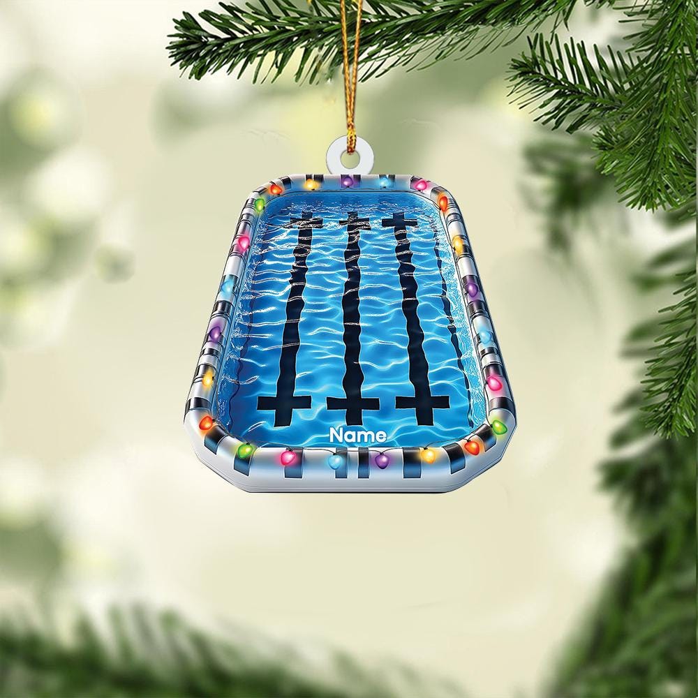 Personalized Swimming Pool Christmas Ornament – Custom Pool Ornament, Pool Lover Holiday Gift, Swimming Christmas Tree Decor