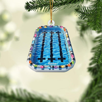 Personalized Swimming Pool Christmas Ornament – Custom Pool Ornament, Pool Lover Holiday Gift, Swimming Christmas Tree Decor