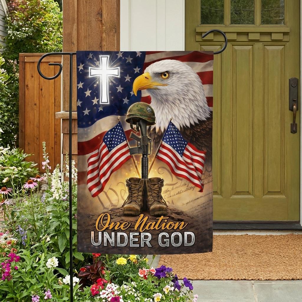"One Nation Under God" Christian Patriot Garden Flag