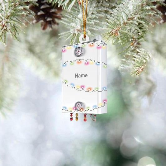 Personalized Water Heater Christmas Ornament – Custom Plumber Ornament, Hot Water Heater Holiday Decor, Plumbing Gift for Christmas Tree