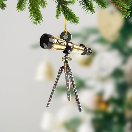 Personalized Telescope Christmas Ornament – Custom Astronomy & Space Ornament, Galaxy Lover Holiday Gift, Stargazer Christmas Tree Decor