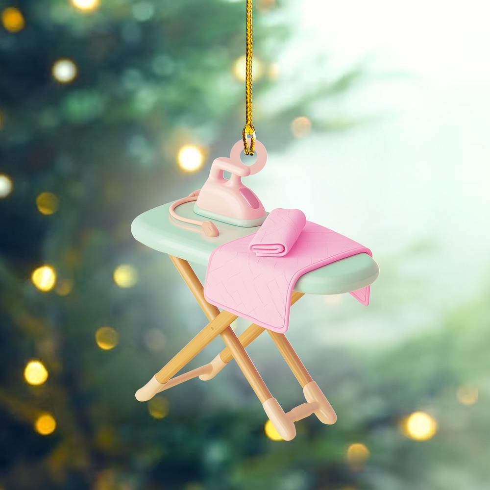 Personalized Ironing Board Christmas Ornament – Custom 2D Flat Hanging Ornament, Laundry Room Holiday Decor & Christmas Gift