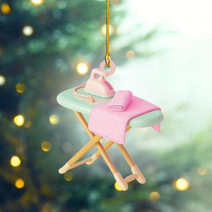 Personalized Ironing Board Christmas Ornament – Custom 2D Flat Hanging Ornament, Laundry Room Holiday Decor & Christmas Gift