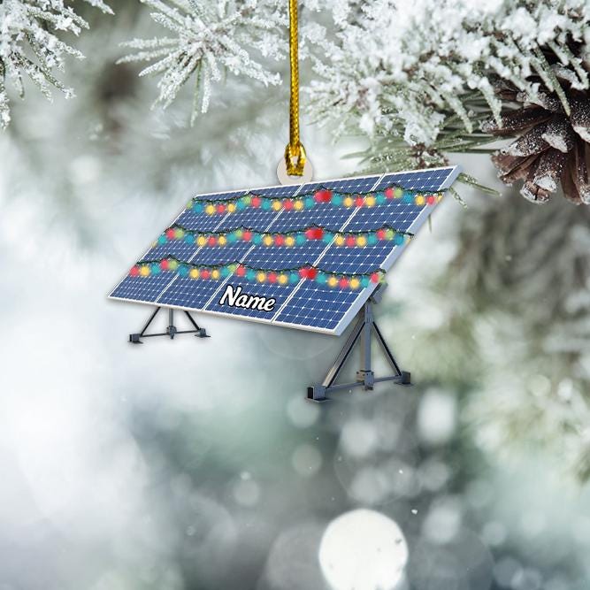 Personalized Solar Panel Christmas Ornament – Custom Renewable Energy Decor, Solar Power Technician Gift, Green Energy Holiday Ornament