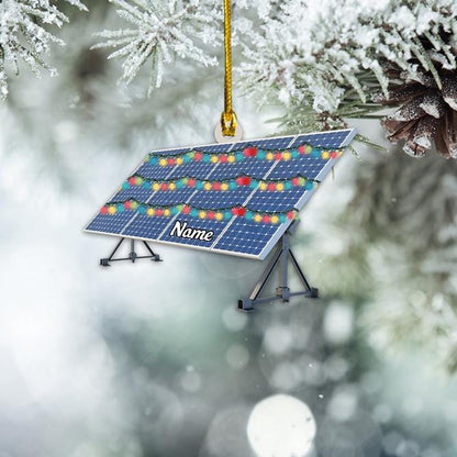 Personalized Solar Panel Christmas Ornament – Custom Renewable Energy Decor, Solar Power Technician Gift, Green Energy Holiday Ornament