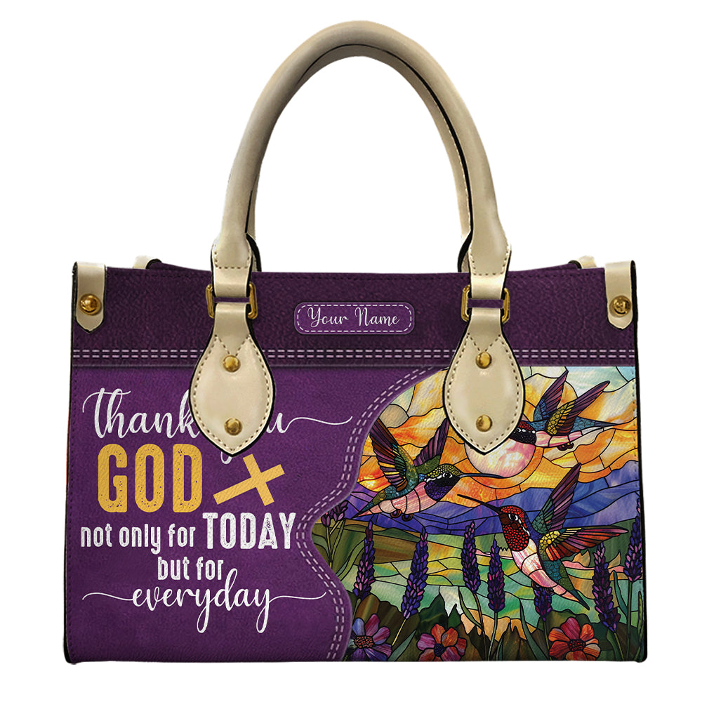 Thank You God Leather Handbag For Christian- Hummingbird & Floral Faith Design ID-0509-1DNR