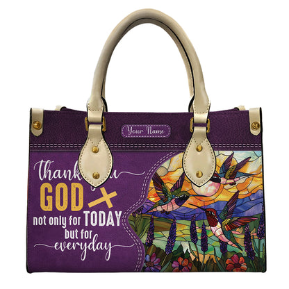 Thank You God Leather Handbag For Christian- Hummingbird & Floral Faith Design ID-0509-1DNR