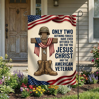 Jesus Christ American Veteran Flag: Christian Military Yard Decor