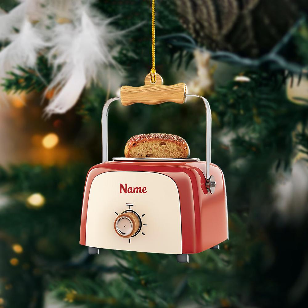 Bread Toaster Christmas Ornament – Festive Toaster with Christmas Lights, Kitchen Holiday Decor, Xmas Tree Hanging Gift