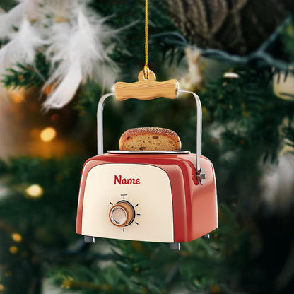 Bread Toaster Christmas Ornament – Festive Toaster with Christmas Lights, Kitchen Holiday Decor, Xmas Tree Hanging Gift