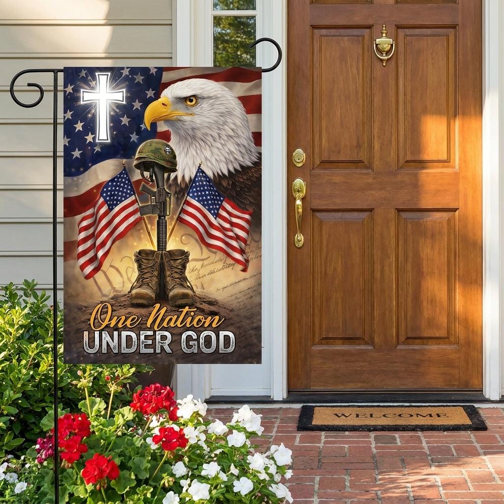 "One Nation Under God" Christian Patriot Garden Flag