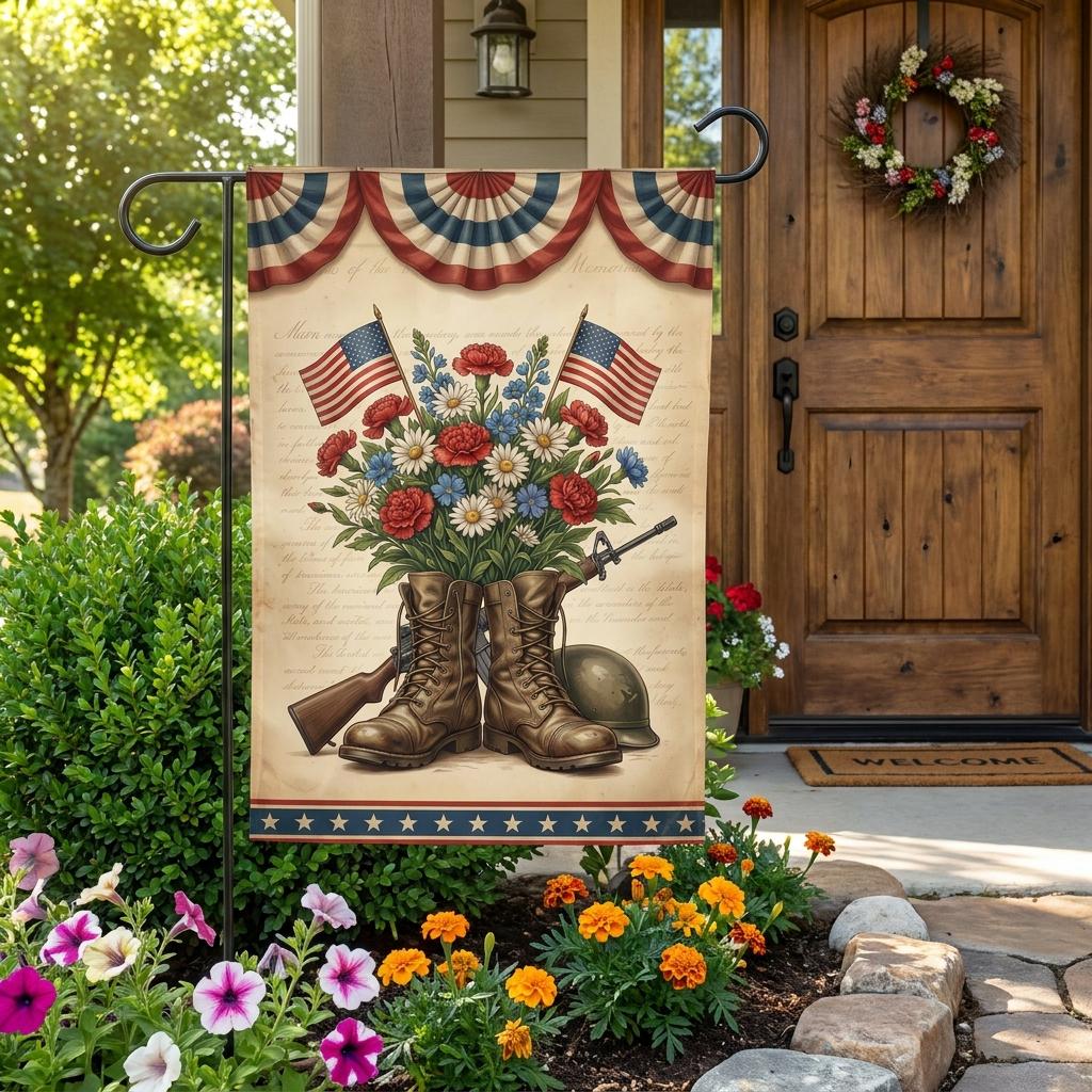 Memorial Day Garden Flag: Patriotic Fallen Soldier Tribute Decor