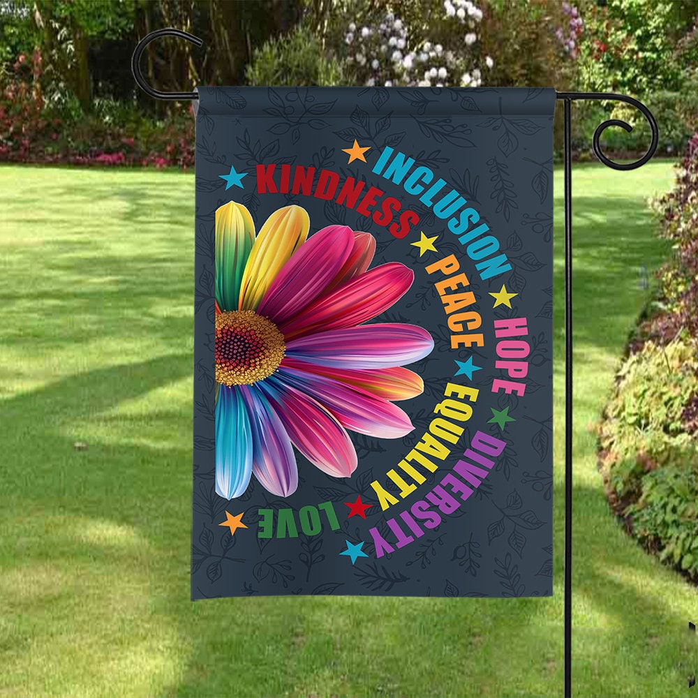 Sunflower Diversity Flag: Choose Kind, Peace & Equality Yard Decor