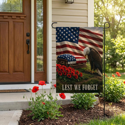 Bald Eagle "Lest We Forget" Memorial Day Garden Flag