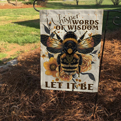 Hippie Bee Garden Flag: "Let It Be" Double-Sided Yard Decor