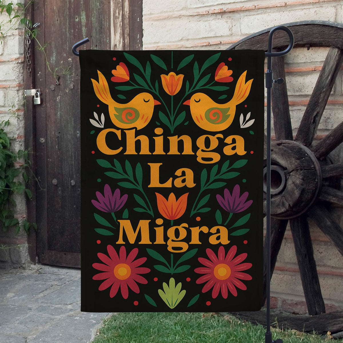 "Chinga La Migra" Spring Garden Flag: Anti-ICE Protest Sign