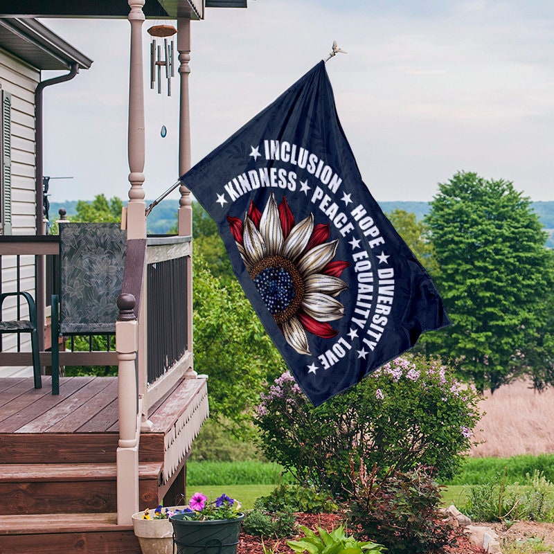 Sunflower Diversity Garden Flag: Peace, Love & Inclusion