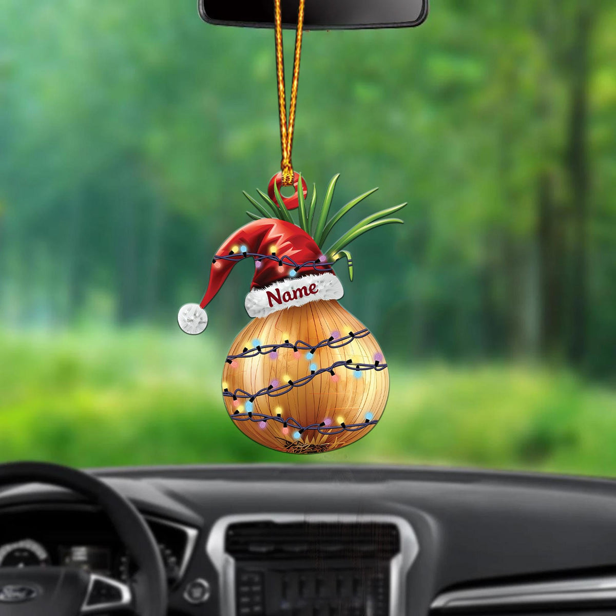Lovely Onion Christmas Ornament – Cute Flat Hanging Onion Ornament, Car Decor, Food Lover Holiday Gift & Xmas Tree Decoration