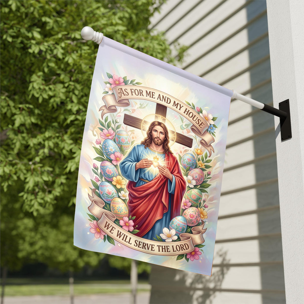 "Serve The Lord" Religious Yard Flag - Christian Outdoor Decor