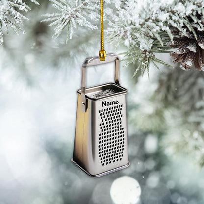 Personalized Cheese Grater Christmas Ornament – Custom Cooking Ornament, Cheese Lover Holiday Gift, Chef & Kitchen Christmas Decor