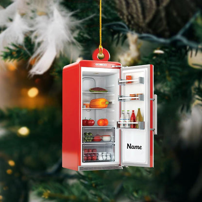 Fridge Christmas Ornament – Refrigerator Holiday Decor, Kitchen Christmas Tree Ornament, Chef & Cooking Lover Gift